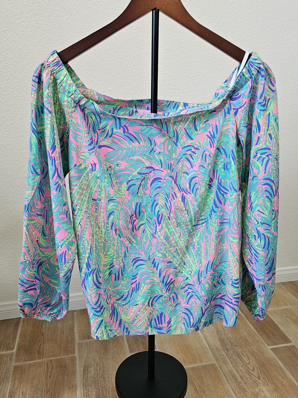 Lilly Pulitzer Off-Shoulder Tropical Silk Blend Top, Women's Medium
